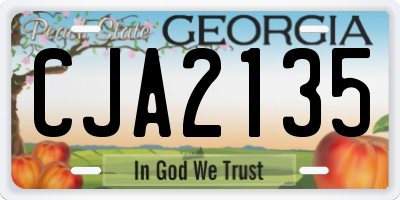 GA license plate CJA2135