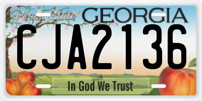 GA license plate CJA2136
