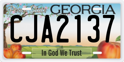 GA license plate CJA2137