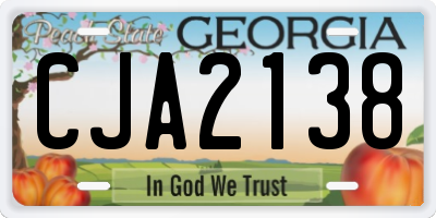 GA license plate CJA2138