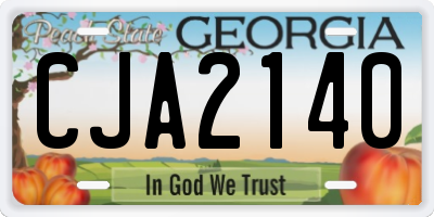 GA license plate CJA2140