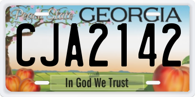 GA license plate CJA2142
