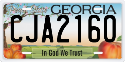 GA license plate CJA2160