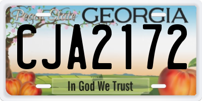 GA license plate CJA2172