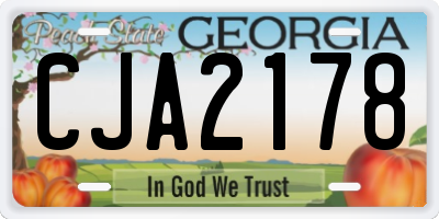 GA license plate CJA2178