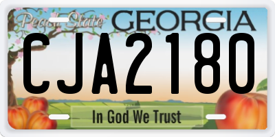 GA license plate CJA2180