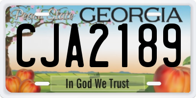 GA license plate CJA2189