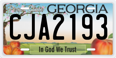 GA license plate CJA2193