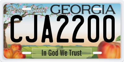 GA license plate CJA2200