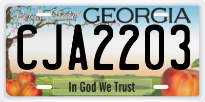 GA license plate CJA2203