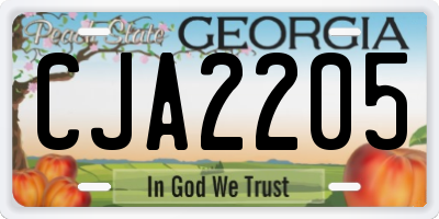 GA license plate CJA2205