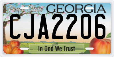 GA license plate CJA2206