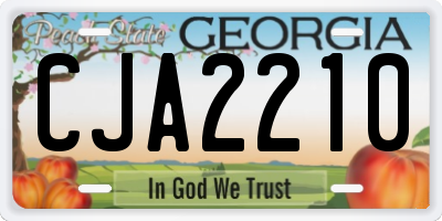 GA license plate CJA2210