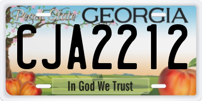GA license plate CJA2212