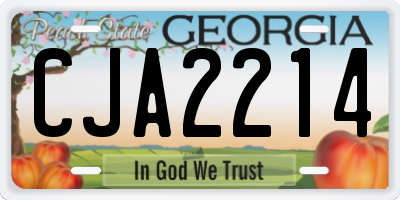 GA license plate CJA2214