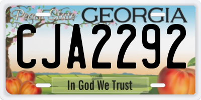 GA license plate CJA2292