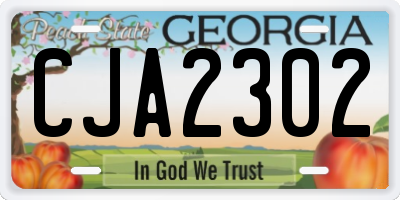 GA license plate CJA2302