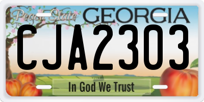 GA license plate CJA2303