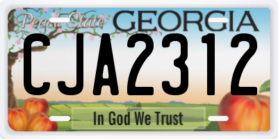 GA license plate CJA2312