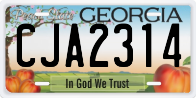 GA license plate CJA2314