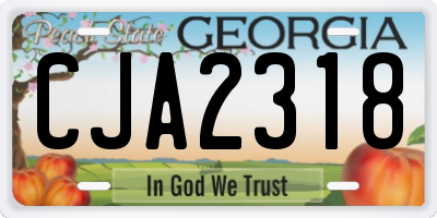 GA license plate CJA2318