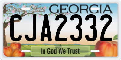 GA license plate CJA2332
