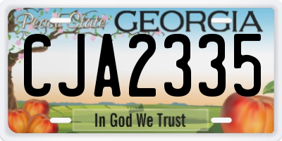 GA license plate CJA2335