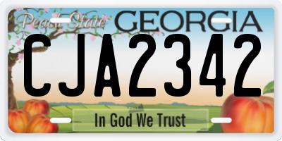 GA license plate CJA2342