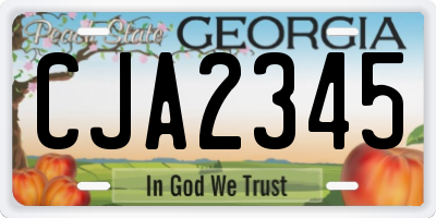 GA license plate CJA2345