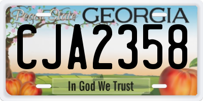 GA license plate CJA2358