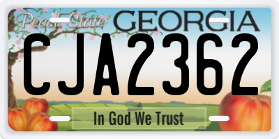 GA license plate CJA2362