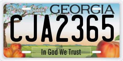 GA license plate CJA2365