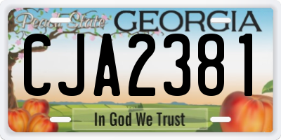 GA license plate CJA2381