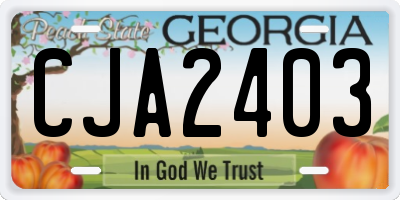 GA license plate CJA2403