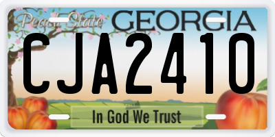 GA license plate CJA2410