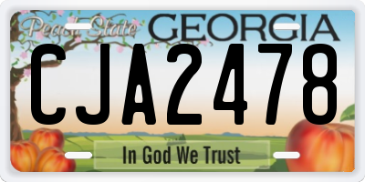 GA license plate CJA2478