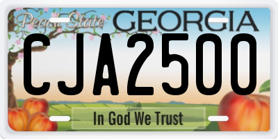 GA license plate CJA2500