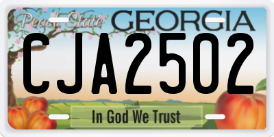 GA license plate CJA2502