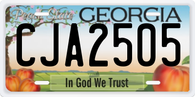 GA license plate CJA2505