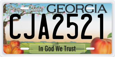 GA license plate CJA2521