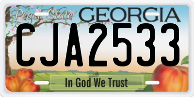 GA license plate CJA2533