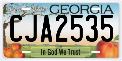 GA license plate CJA2535