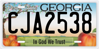 GA license plate CJA2538