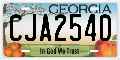GA license plate CJA2540