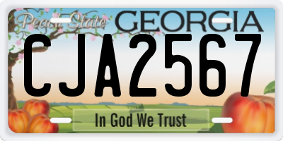 GA license plate CJA2567