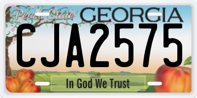 GA license plate CJA2575