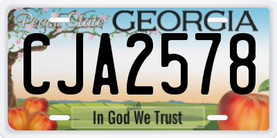 GA license plate CJA2578