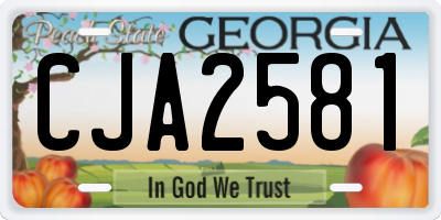 GA license plate CJA2581