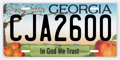 GA license plate CJA2600