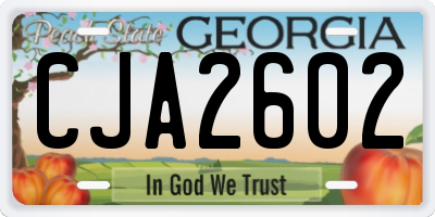 GA license plate CJA2602